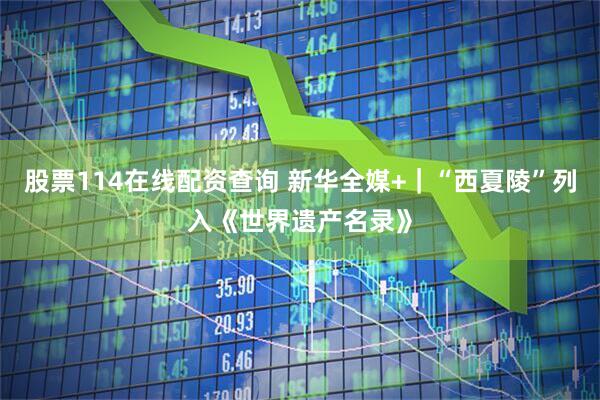 股票114在线配资查询 新华全媒+｜“西夏陵”列入《世界遗产名录》